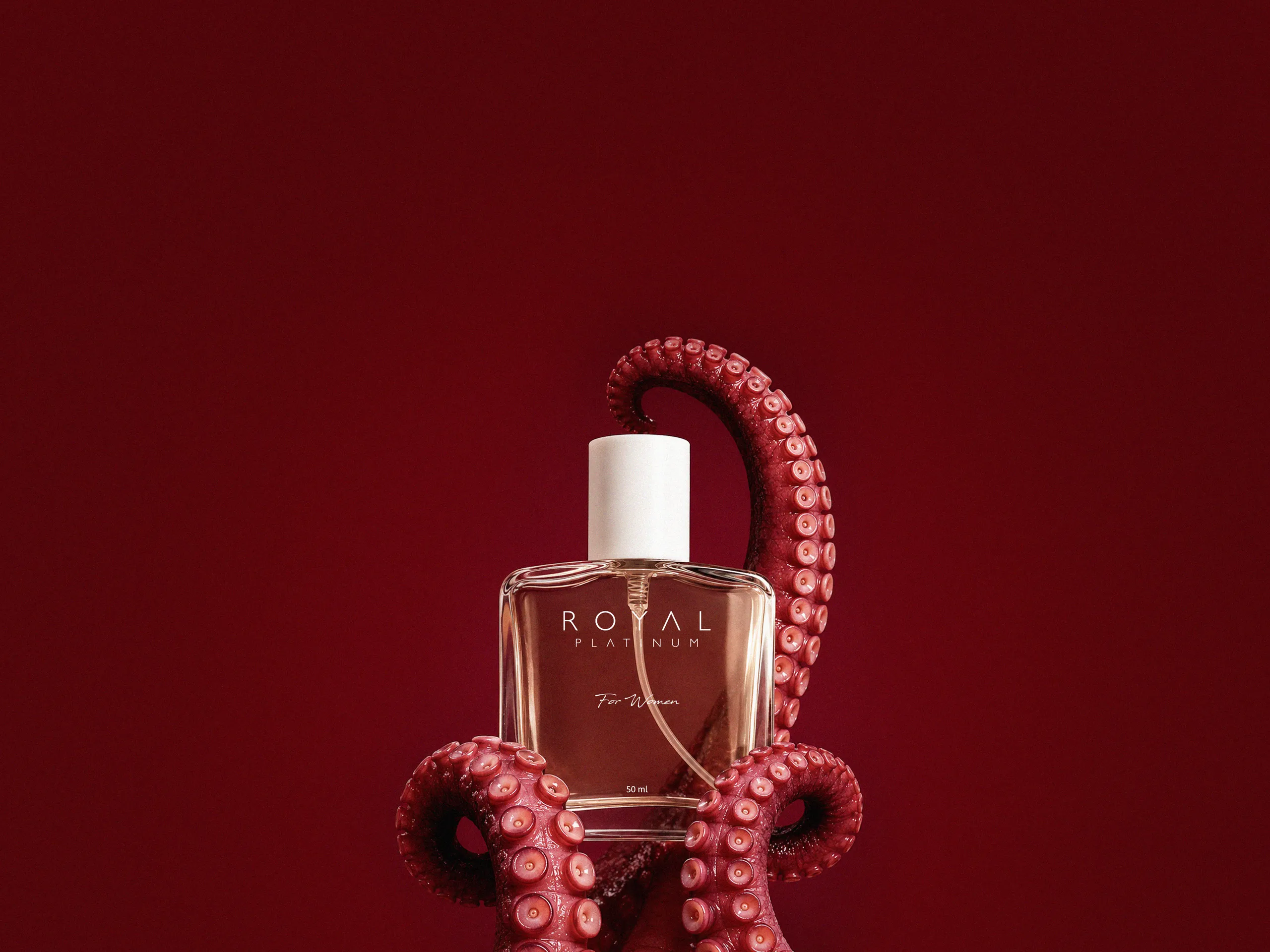 Royal Platinum women’s eau de parfum on a deep red background